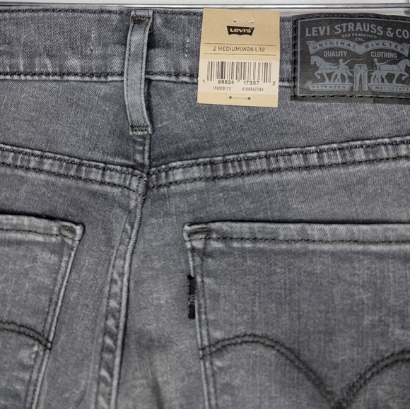 Levi's 314 Shaping Straight Women Gray Jeans Mid Rise Hypersoft Size 26x32 (1) - Picture 5 of 8